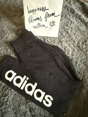 adidas Black Leggings with White adidas Wordmark